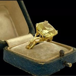 Vintage Deco Retro Style 14k Yellow Gold Citrine Knot Band Ring